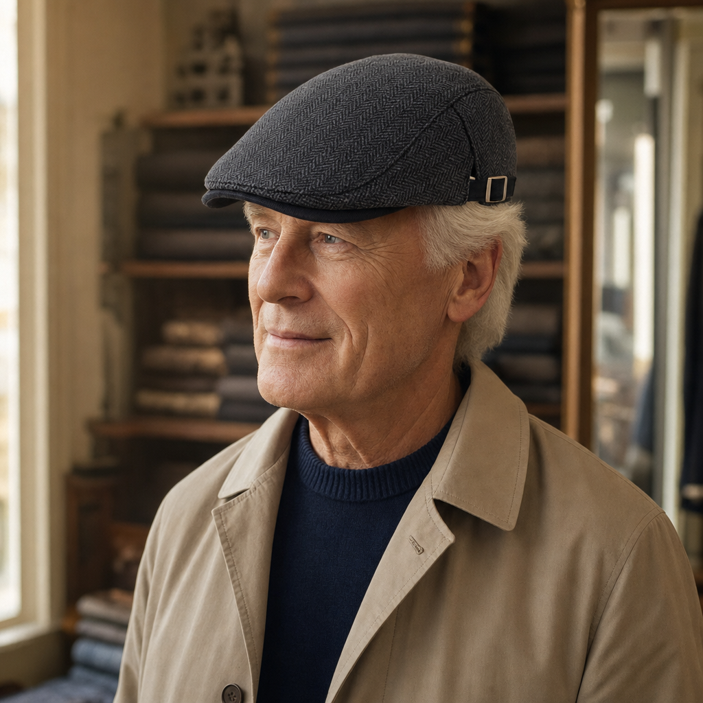 Herringbone Wool Driver Cap — CLAPHAM
