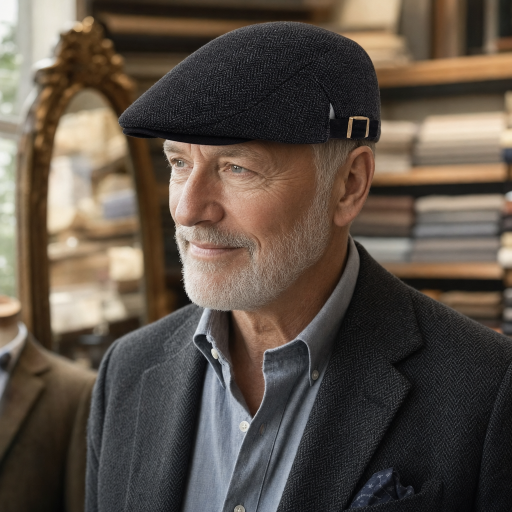 Herringbone Wool Driver Cap — JEDBURGH