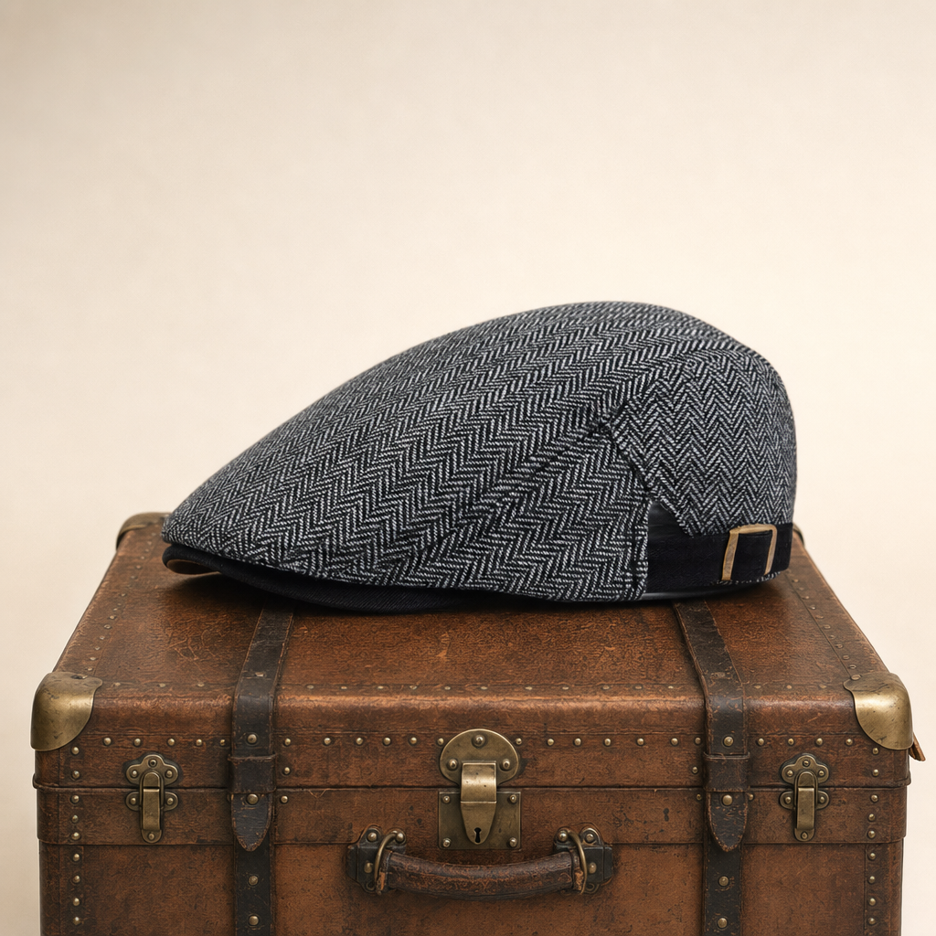 Herringbone Wool Driver Cap — JEDBURGH