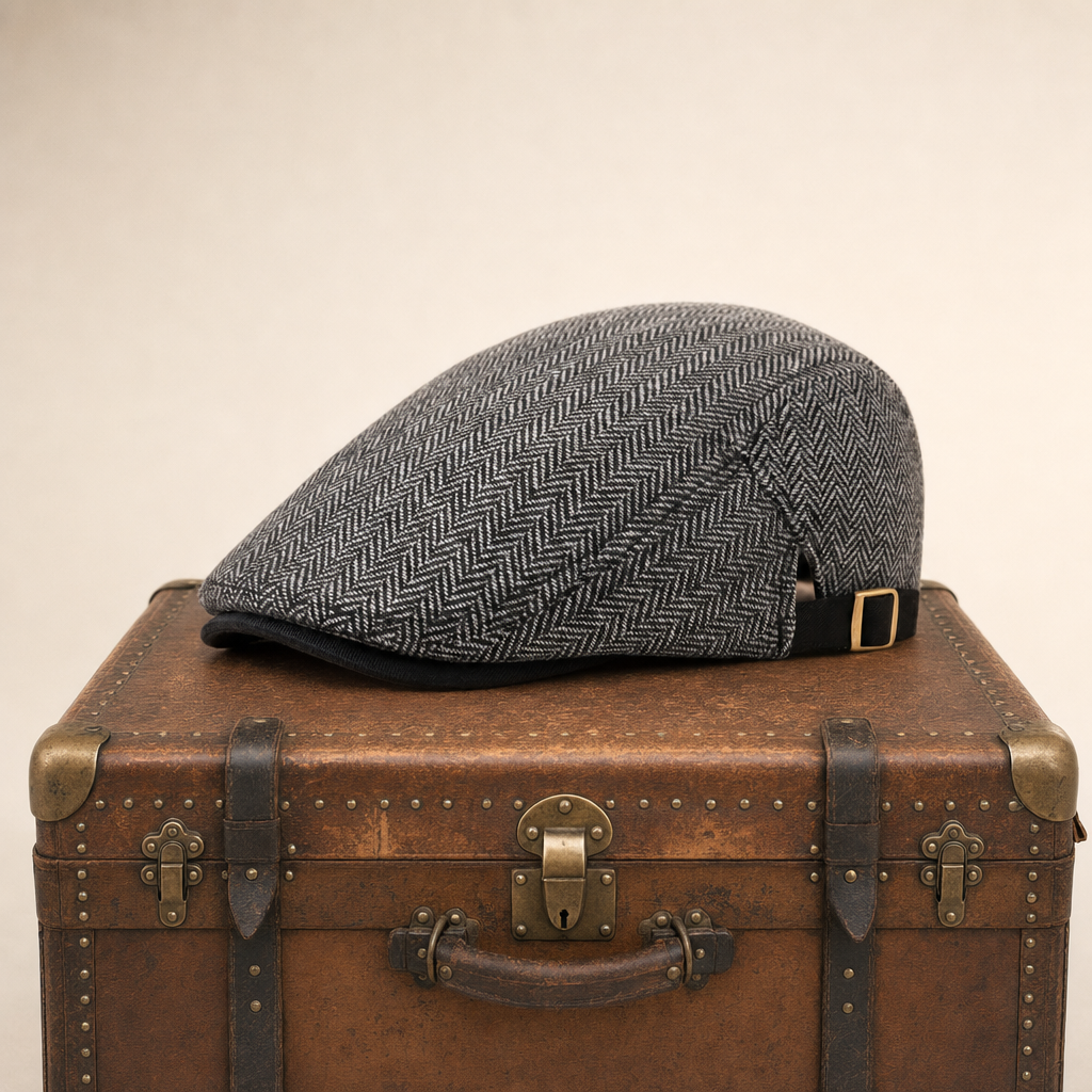 Herringbone Wool Driver Cap — CLAPHAM