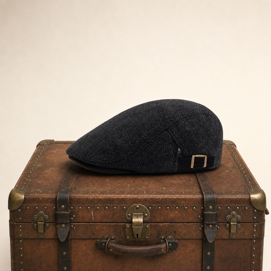 Herringbone Wool Driver Cap — JEDBURGH