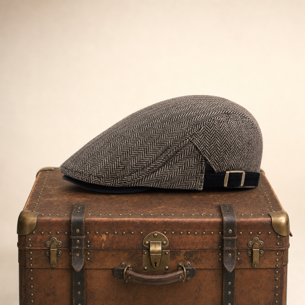 Herringbone Wool Driver Cap — JEDBURGH