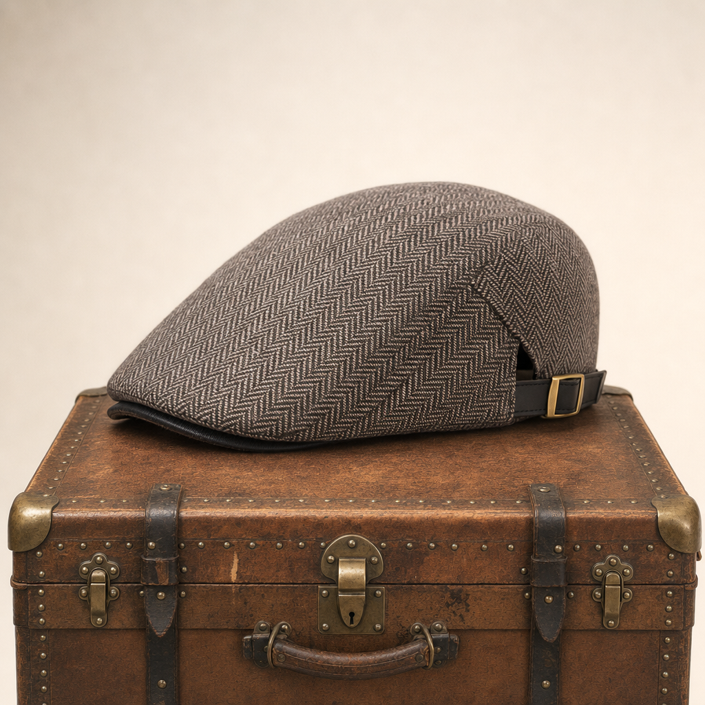 Herringbone Wool Driver Cap — CLAPHAM